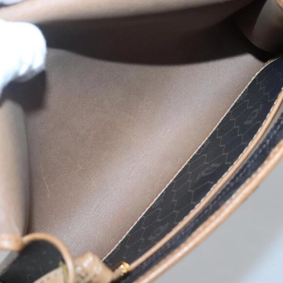 Christian Dior Honeycomb Canvas Shoulder Bag PVC Black Gold Auth sw452 - Picture 12 of 16